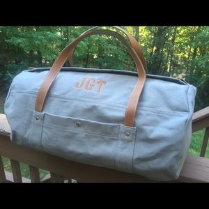 Monogrammed Canvas Travel Bag Leather Handles